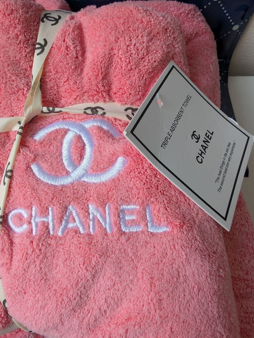 新品 CHANEL/シャネル バスタオル＆フェイスタオル 2枚セット ピンク