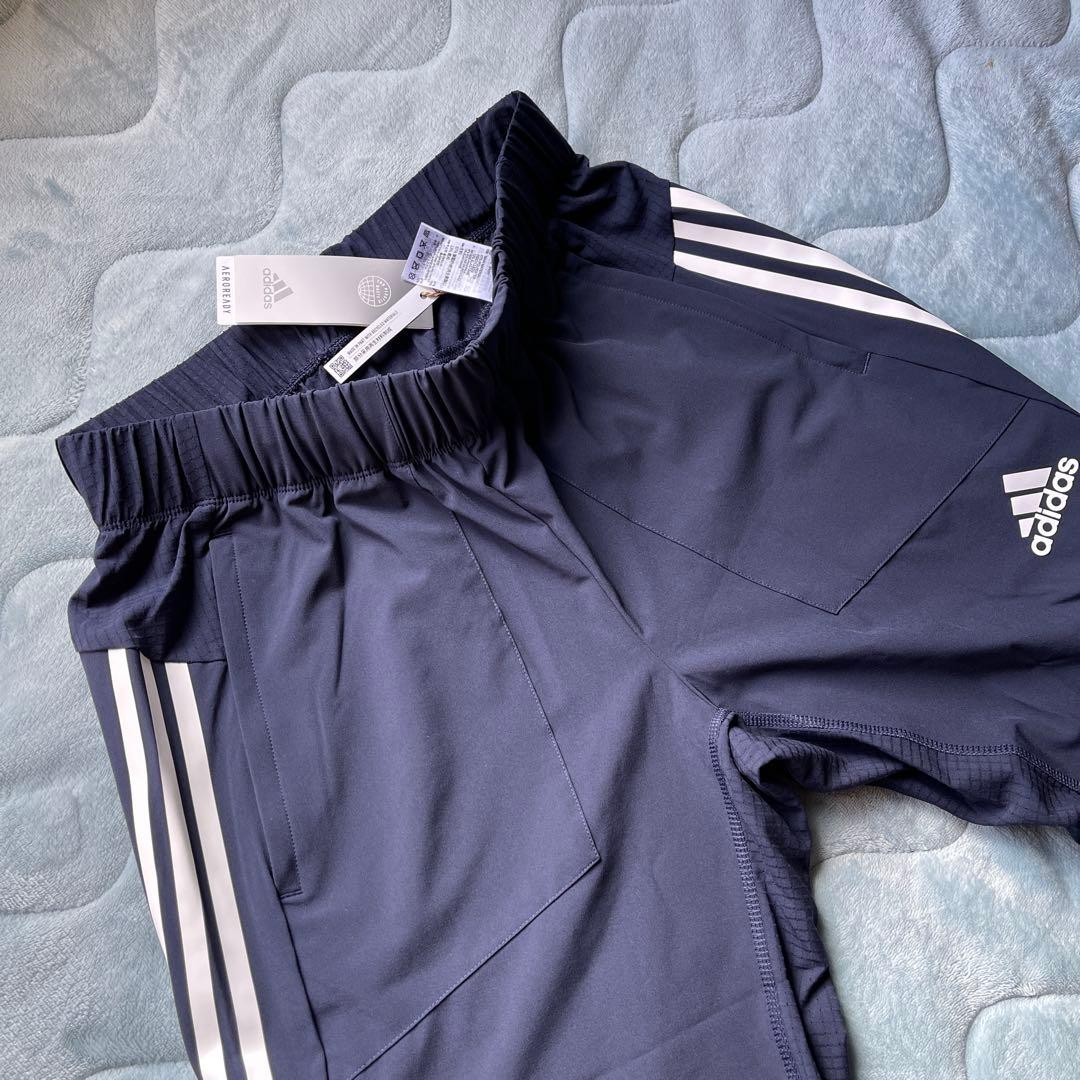 adidas ストライプジャージパンツ ネイビー