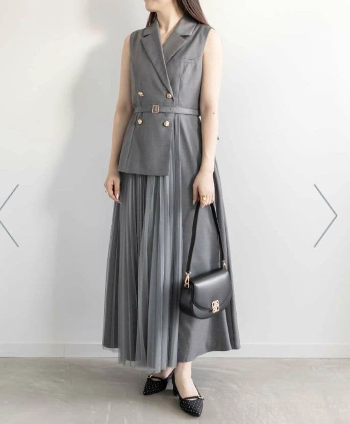 RANDA ランダ グレー　ジャケットライクワンピース ロング　Sサイズ値下げ