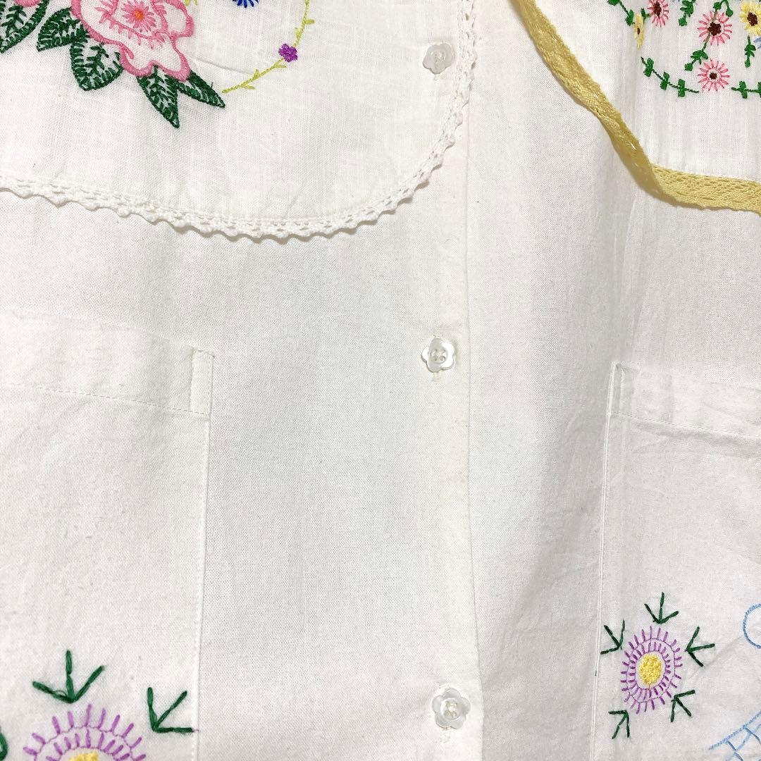 2025✨ Freada　アンブレラヨーク刺繍シャツジャケット　F　花柄　白