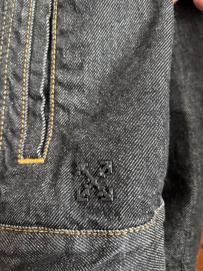【正規品】OFF-WHITE バックロゴデニムジャケット 黒