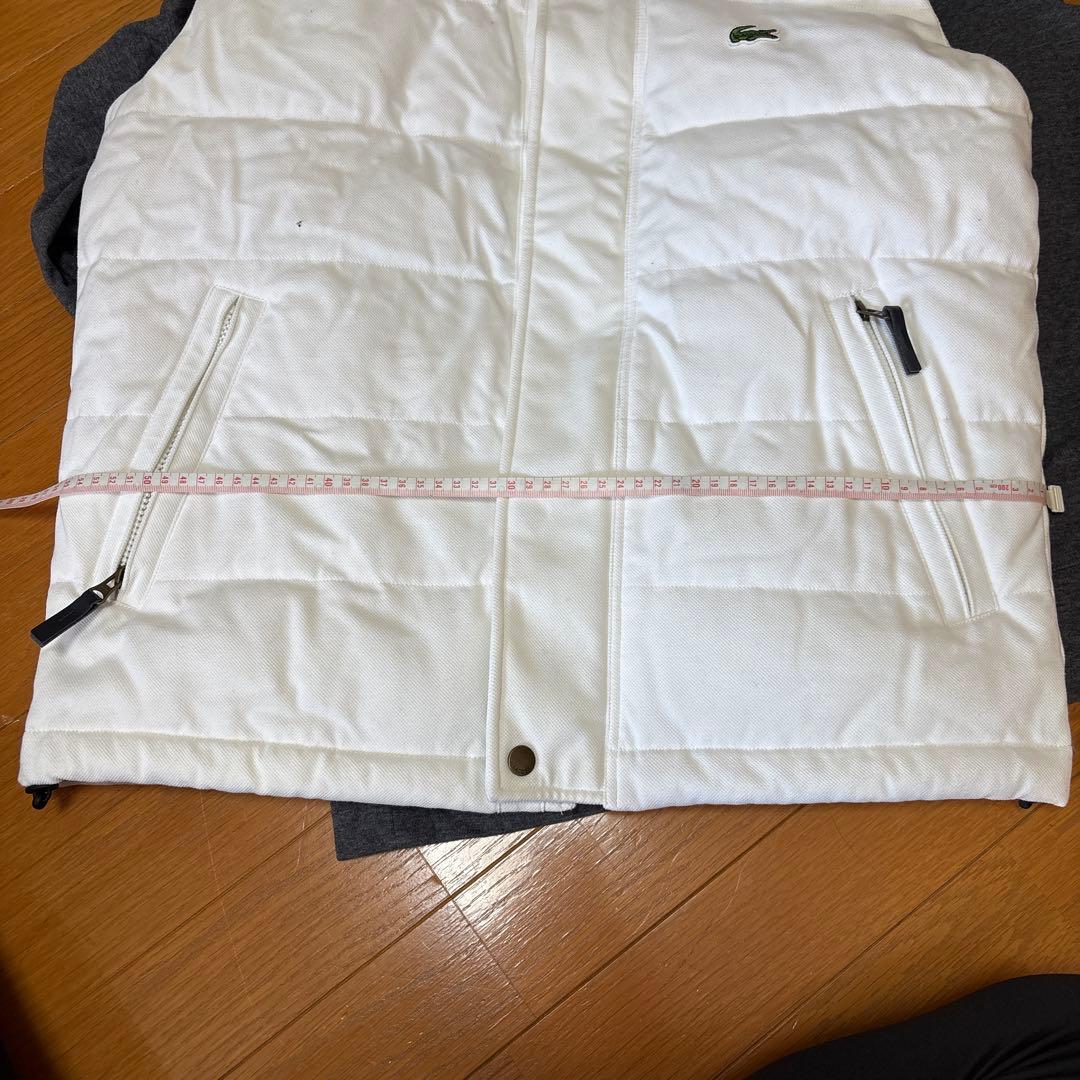 LACOSTE ホワイト キルティングダウンベスト US L