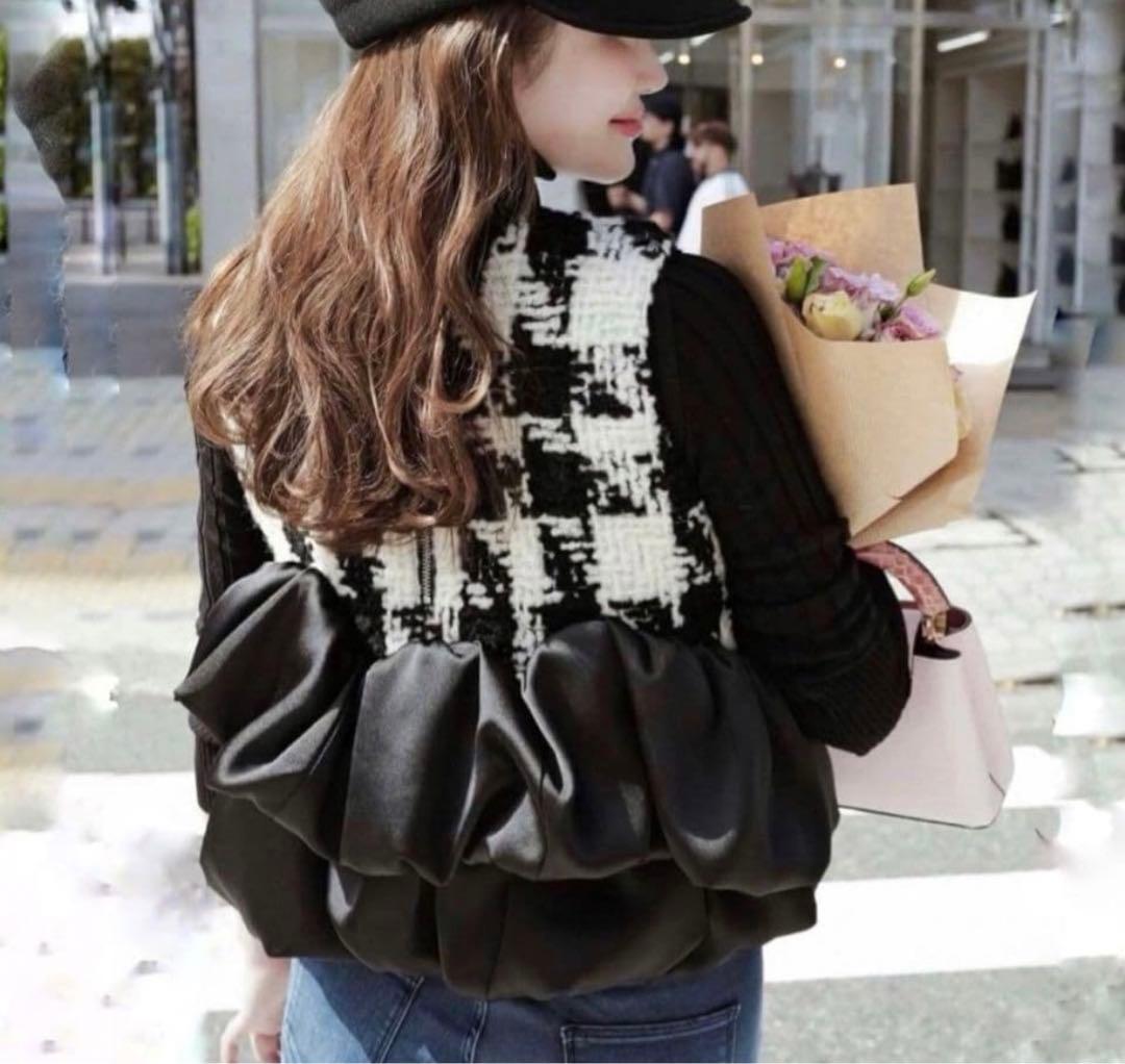 トップス sheller gingham tweed bloom tops
