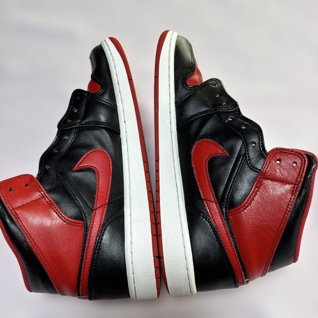 大きいサイズナイキAIR JORDAN 1 MID30cm US12手洗済黒赤