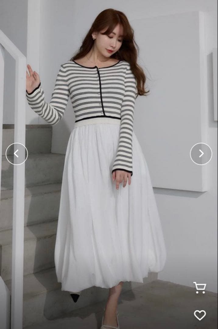 ワンピース Herlipto Docking Knit Balloon Dress