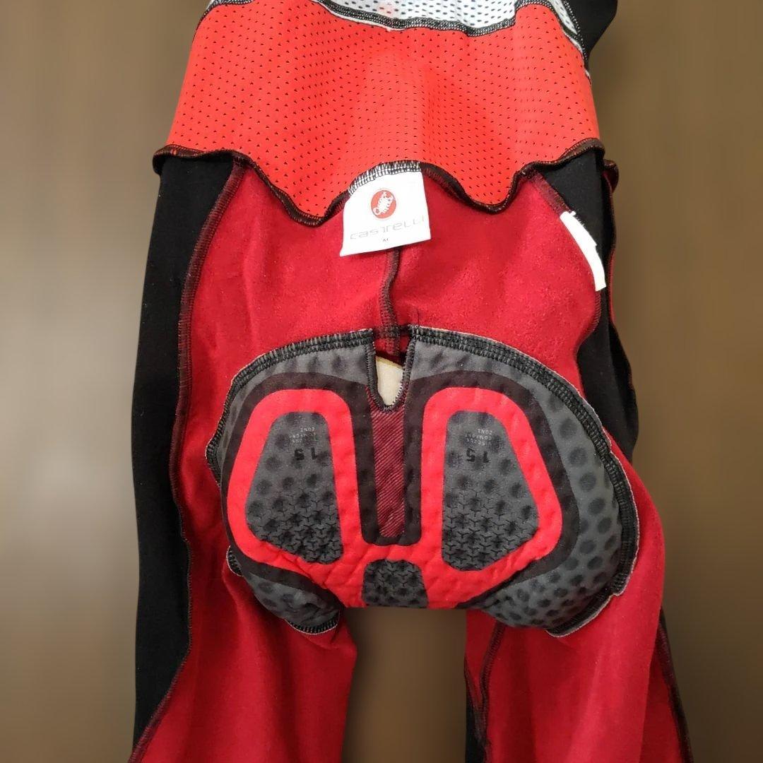 Castelli ビブタイツ ブラック/イエロー 裏起毛 防風 防寒