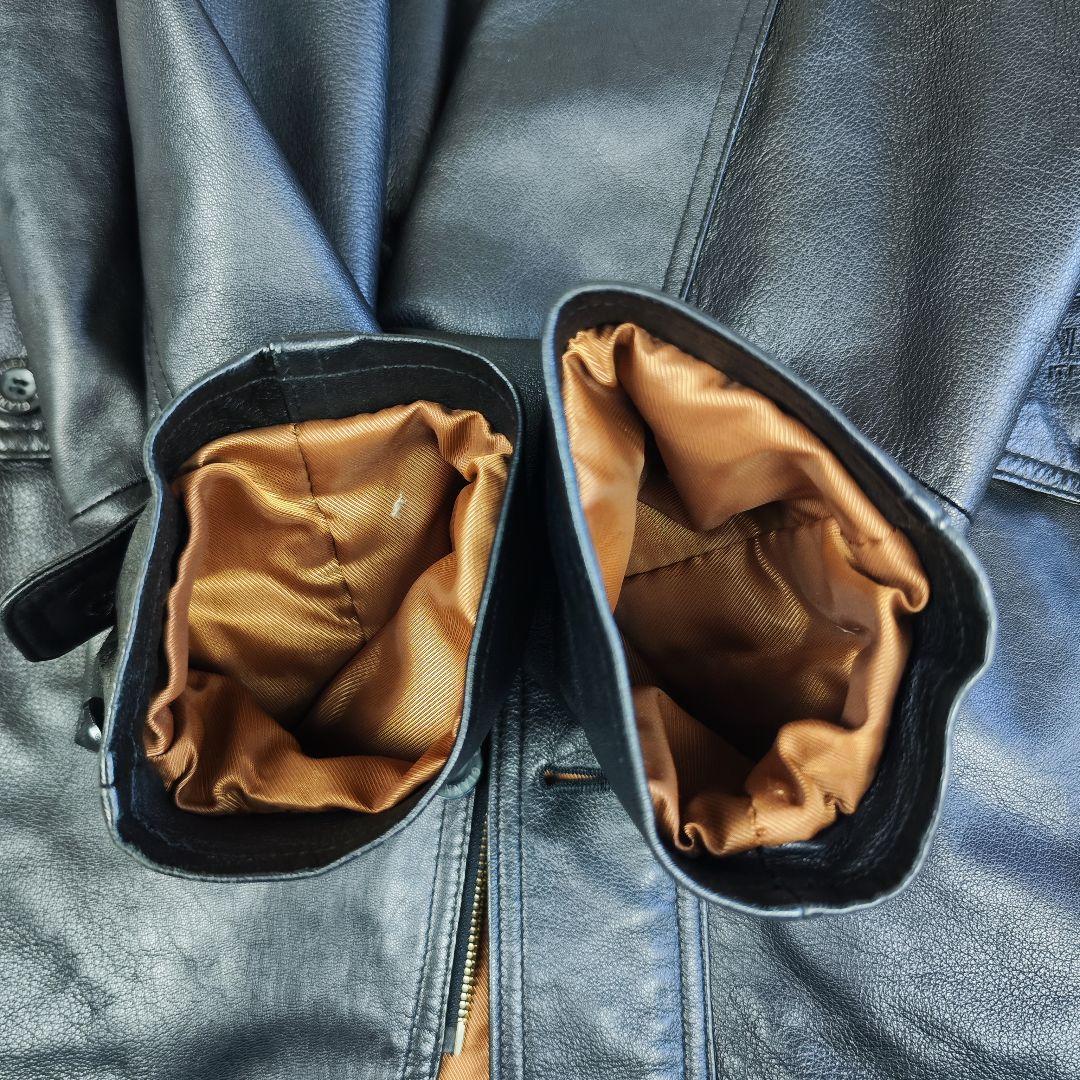 美品 GIANNI VALENTINO ラムレザージャケット 裏地ロゴ LL