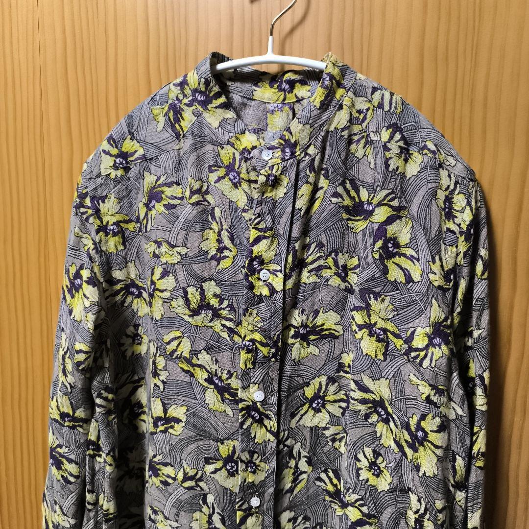 美品　アンシェヌマン　花柄　リネンシャツワンピース　はおり　サイズ2