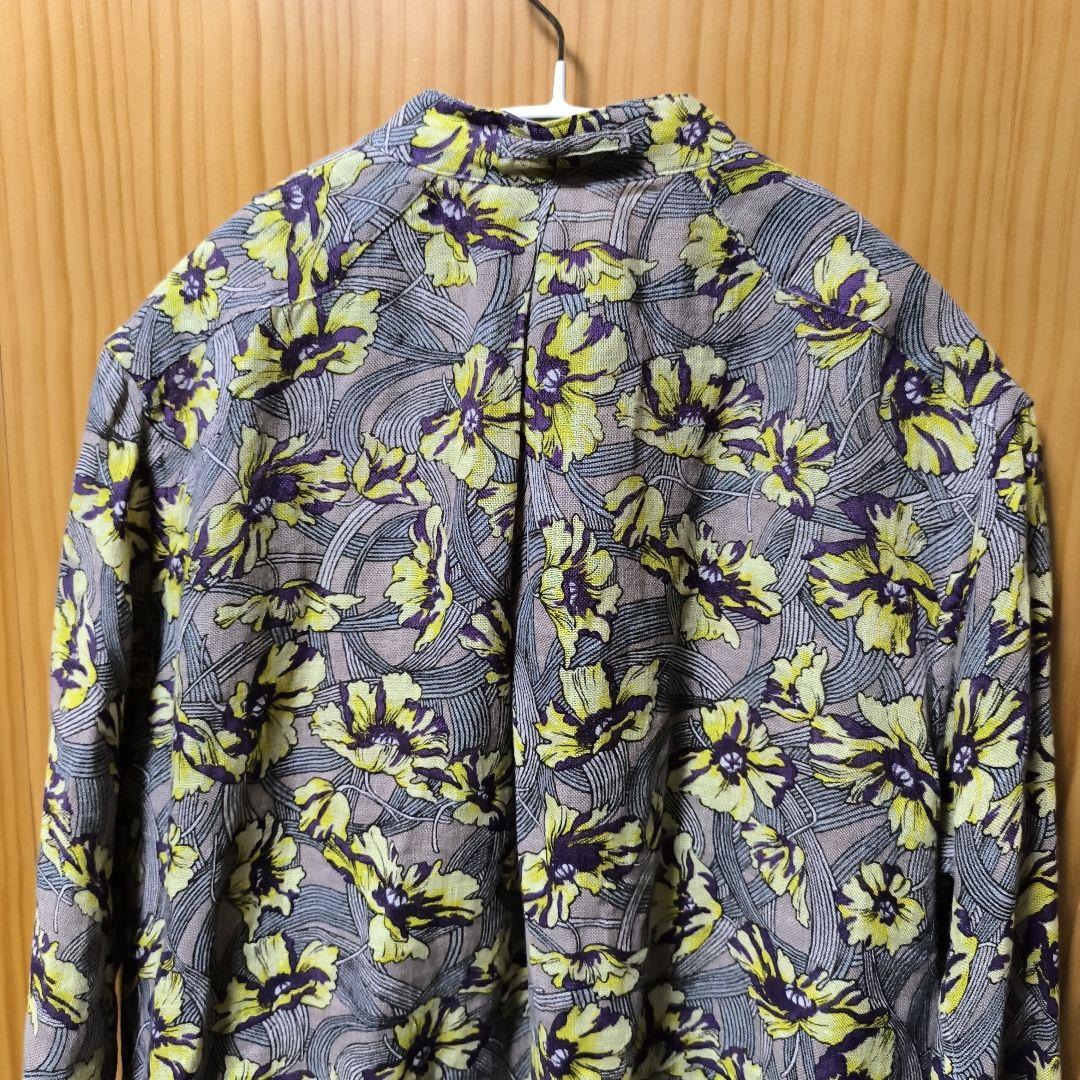 美品　アンシェヌマン　花柄　リネンシャツワンピース　はおり　サイズ2