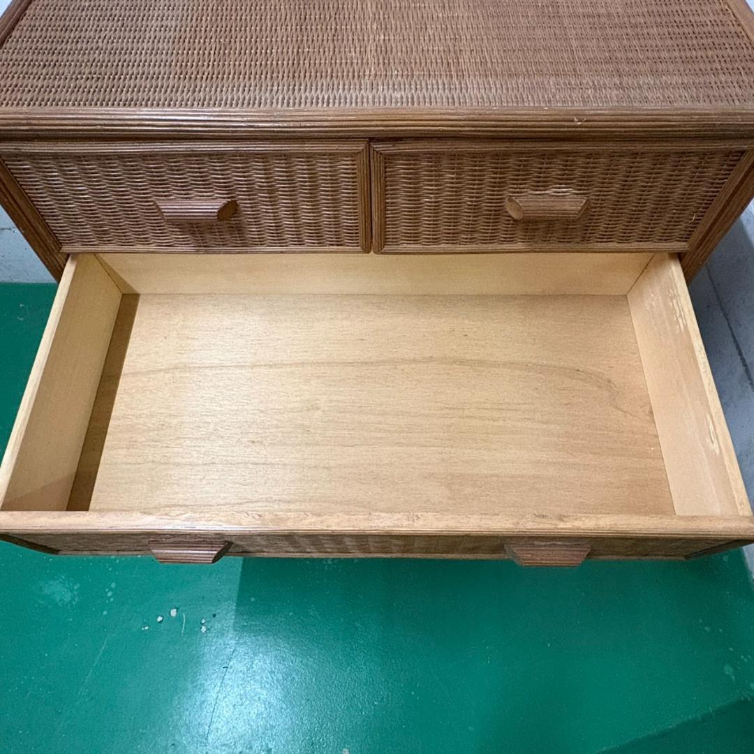 《引取り限定》 昭和レトロ ラタン チェスト 5段6杯 籐 収納家具