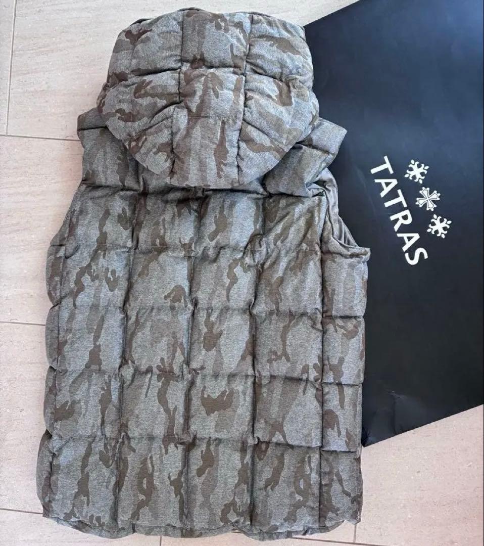 TATRAS✴︎R line✴︎最上位アールライン フード付カモフラ柄ダウンベストL