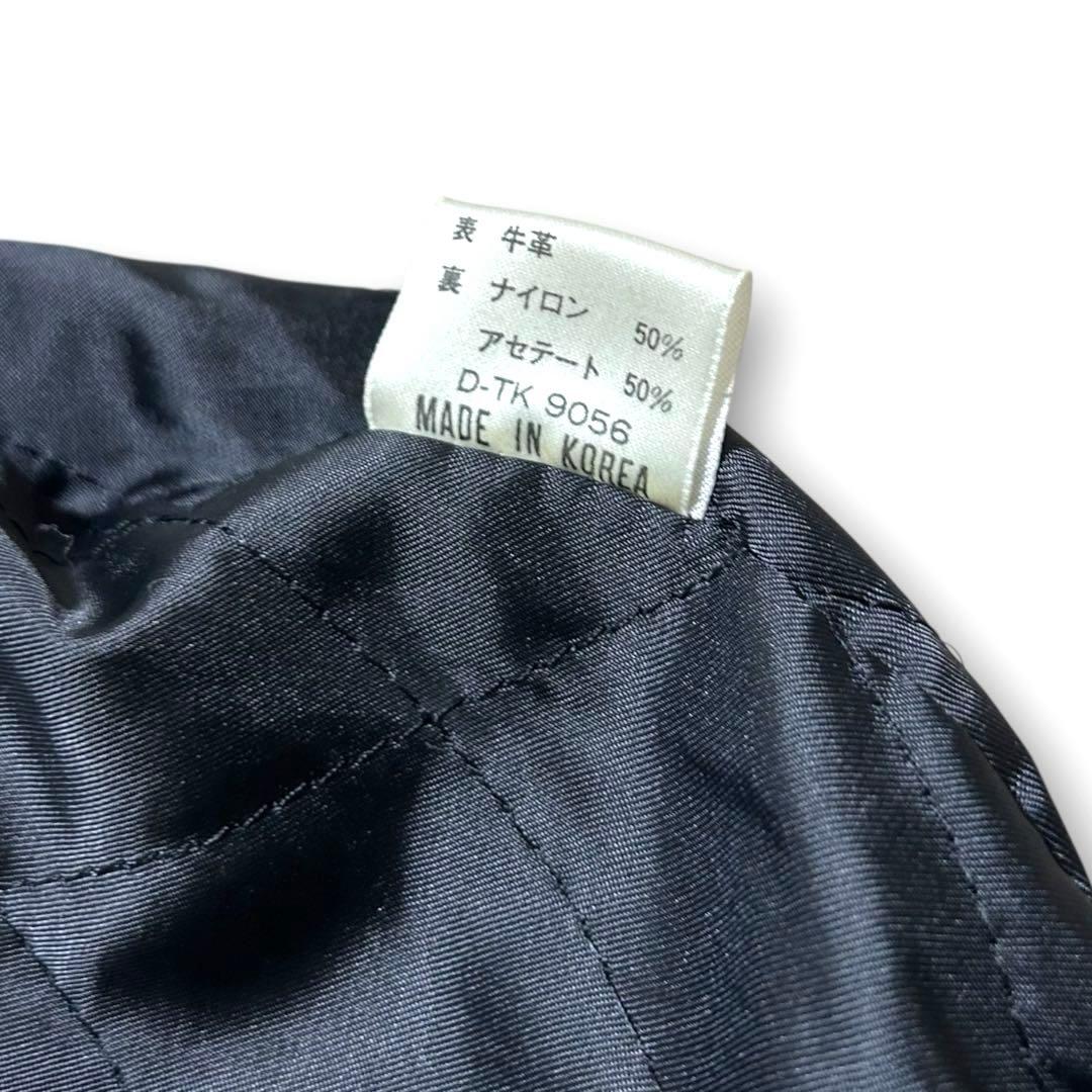 美品 AVIREX 刺繍 アーチロゴ オールレザー スタジャン S 短丈