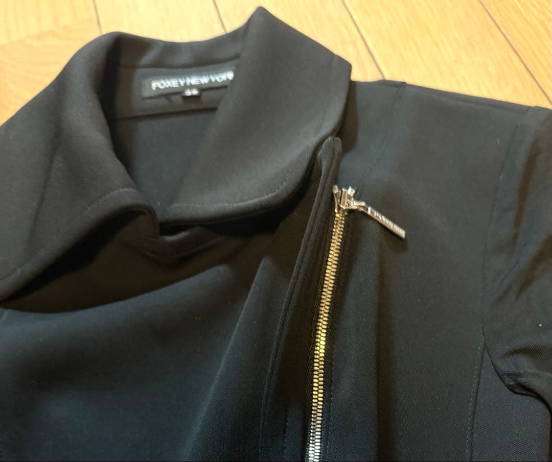 美品 FOXEY フォクシー アシンメトリー ジップアップ ジャケット 38