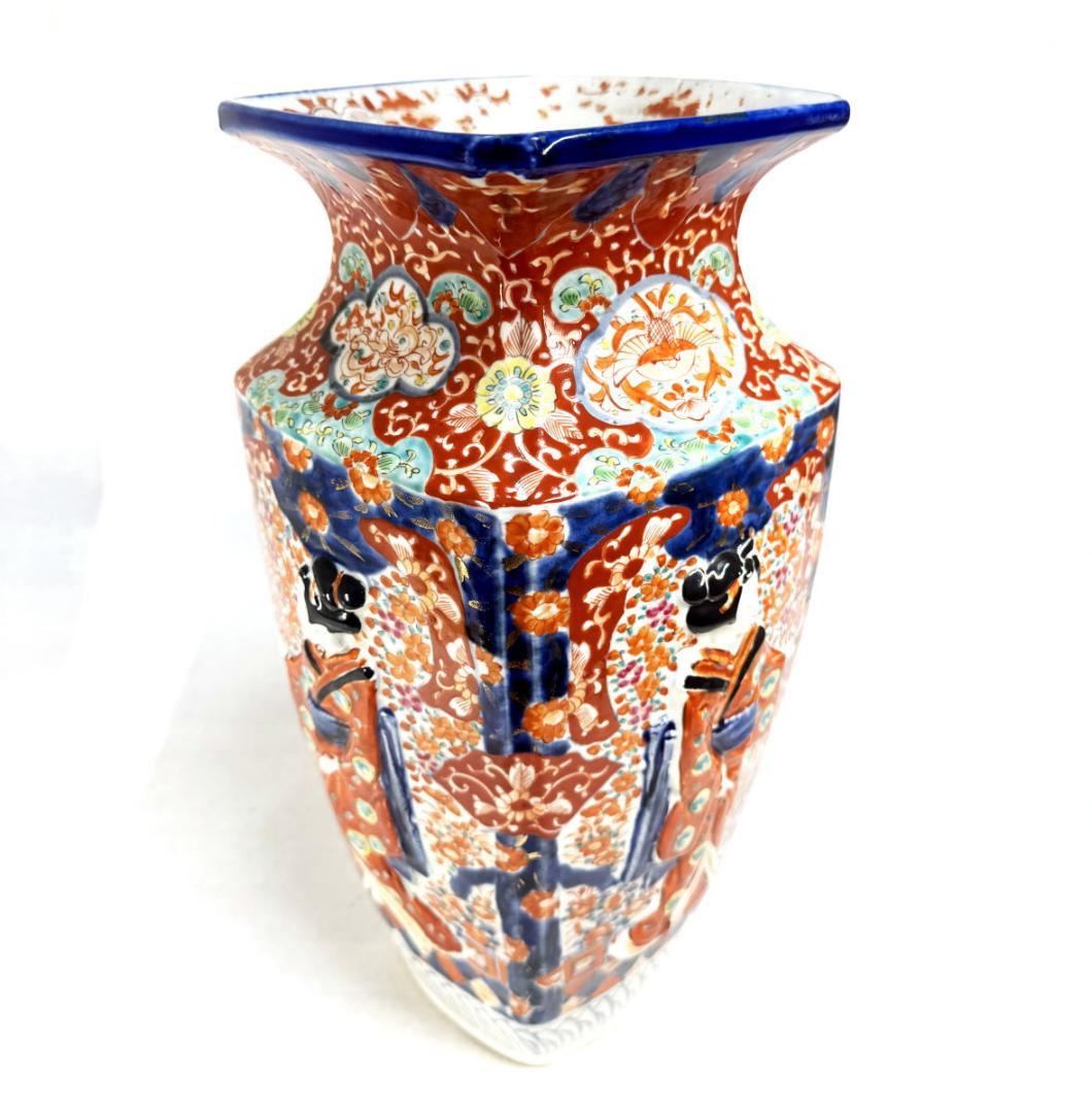 幕末～明治時代名品 古伊万里 赤絵人物画花入 博物館級 日本骨董 WWTT223