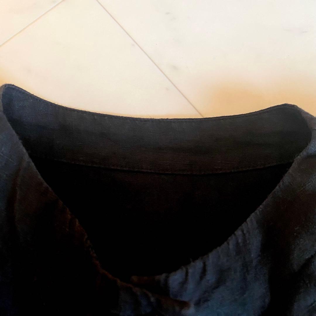 【美品】ネストローブ　ロングワンピース ブラック　麻100% 2way 羽織り
