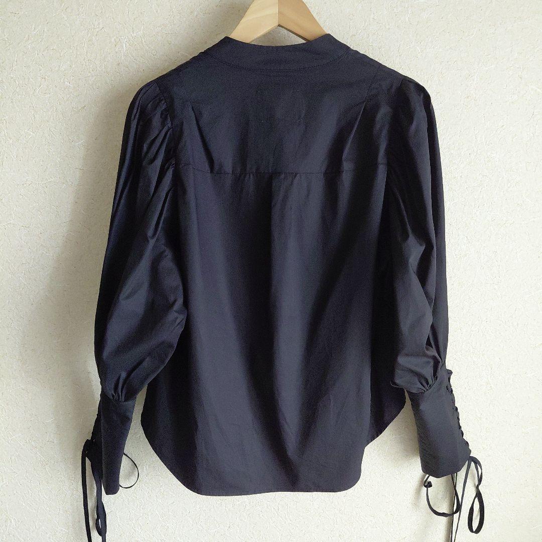 AMERI vintage レースアップスリーブブラウス　ブラック黒 ボリューム