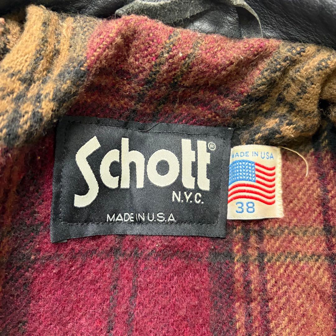 【米国製】schott トラッカージャケット ブランケット 38size 黒