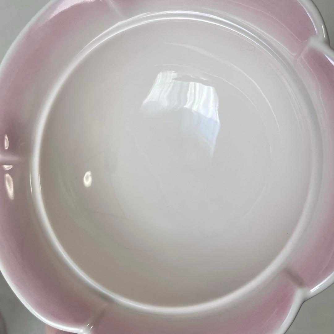 【有田焼】錦右衛門窯　花形　ピンク　盛鉢　5個