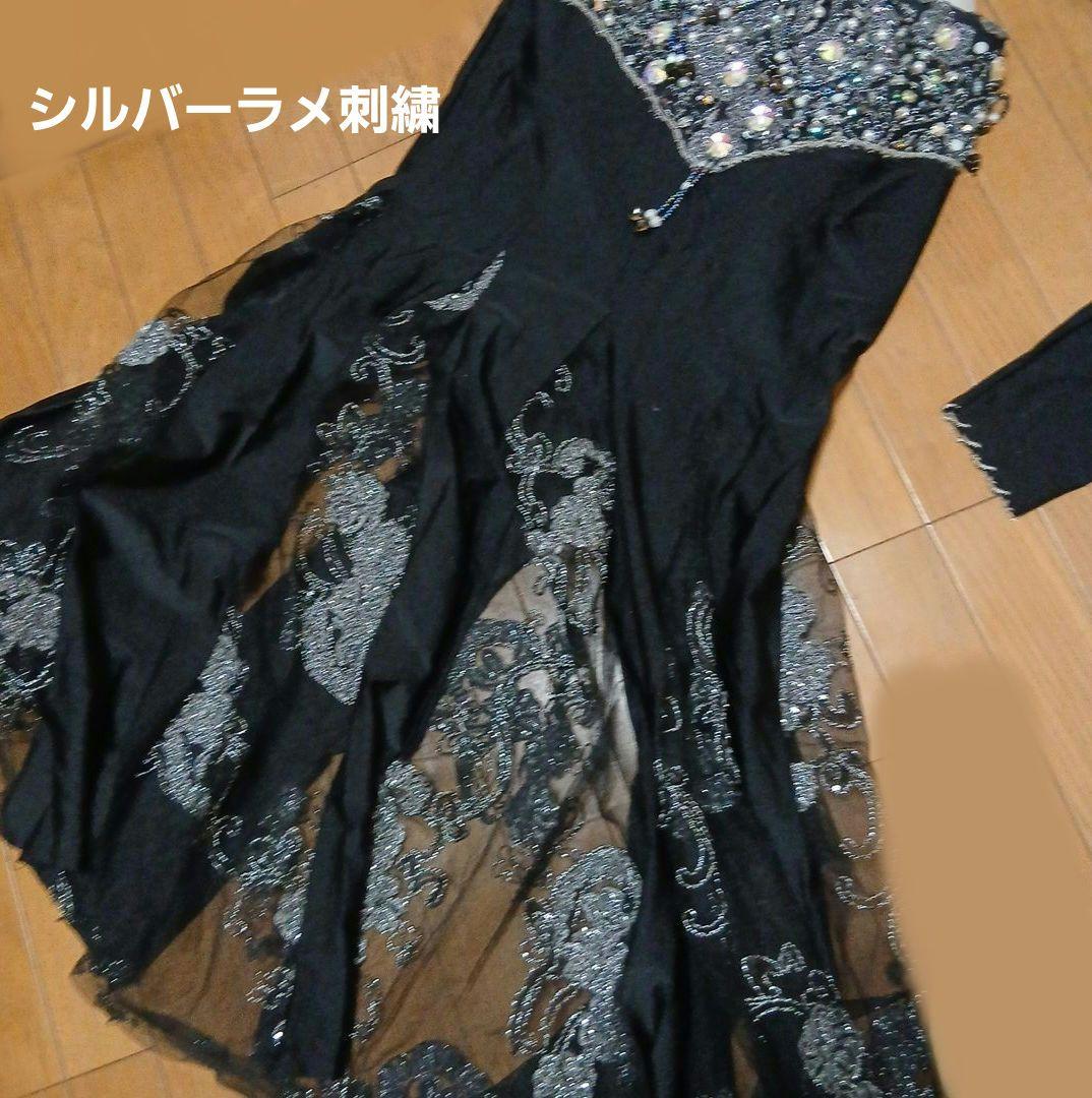 ベリーダンス 衣装 黒×シルバーラメ オリエンタル 衣装