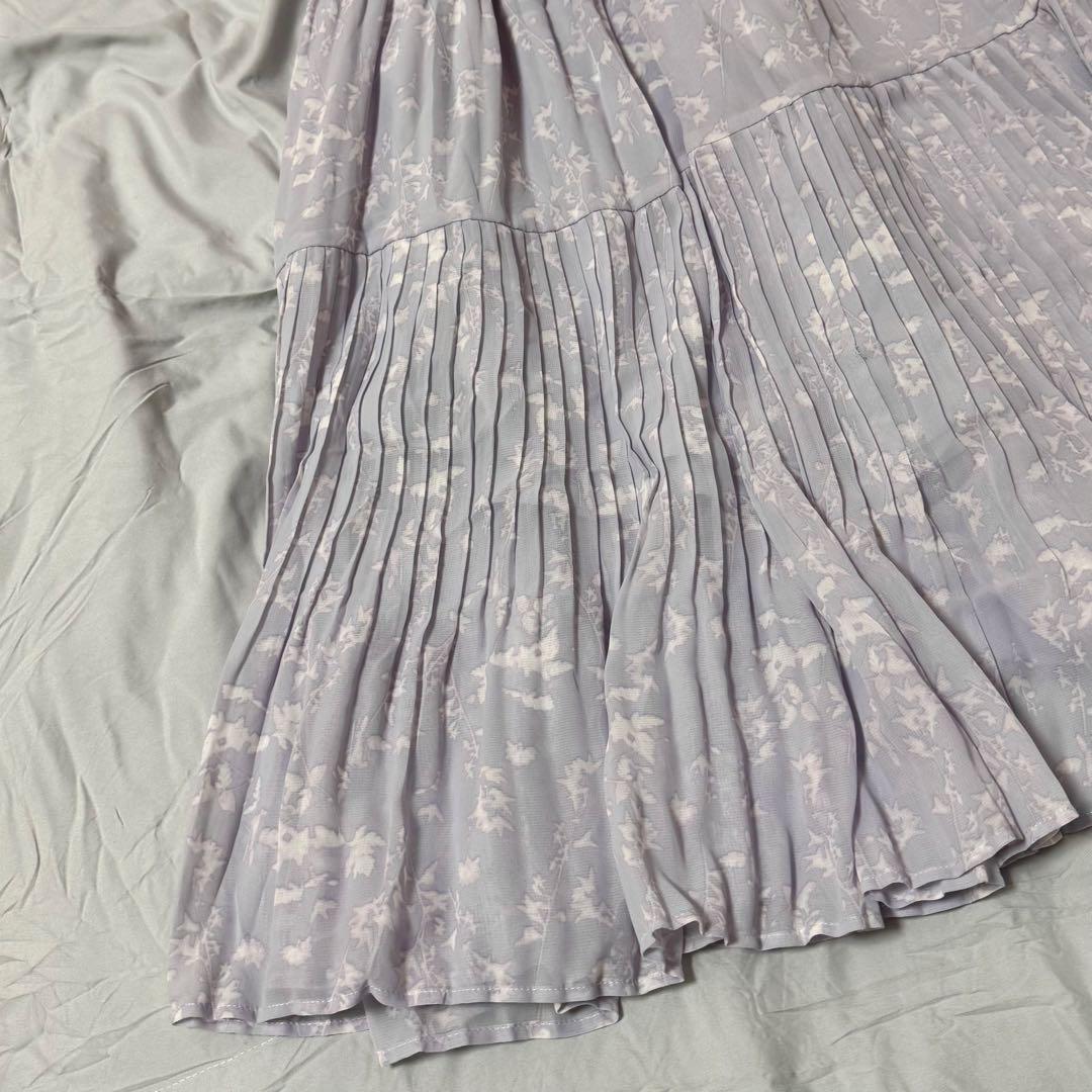 美品✨　SNIDEL プリントプリーツワンピース　ラベンダー　00サイズ