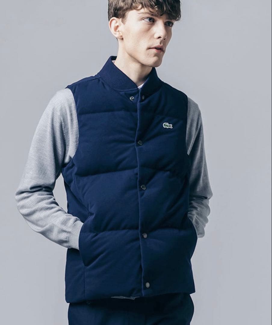 LACOSTE ネイビー ピケダウンベスト Sサイズ