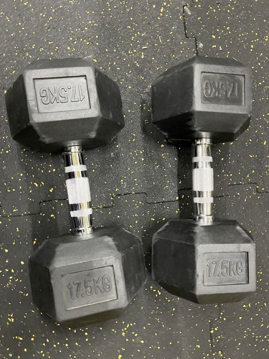 中古ラバーヘックスダンベル　17.5kg 2個