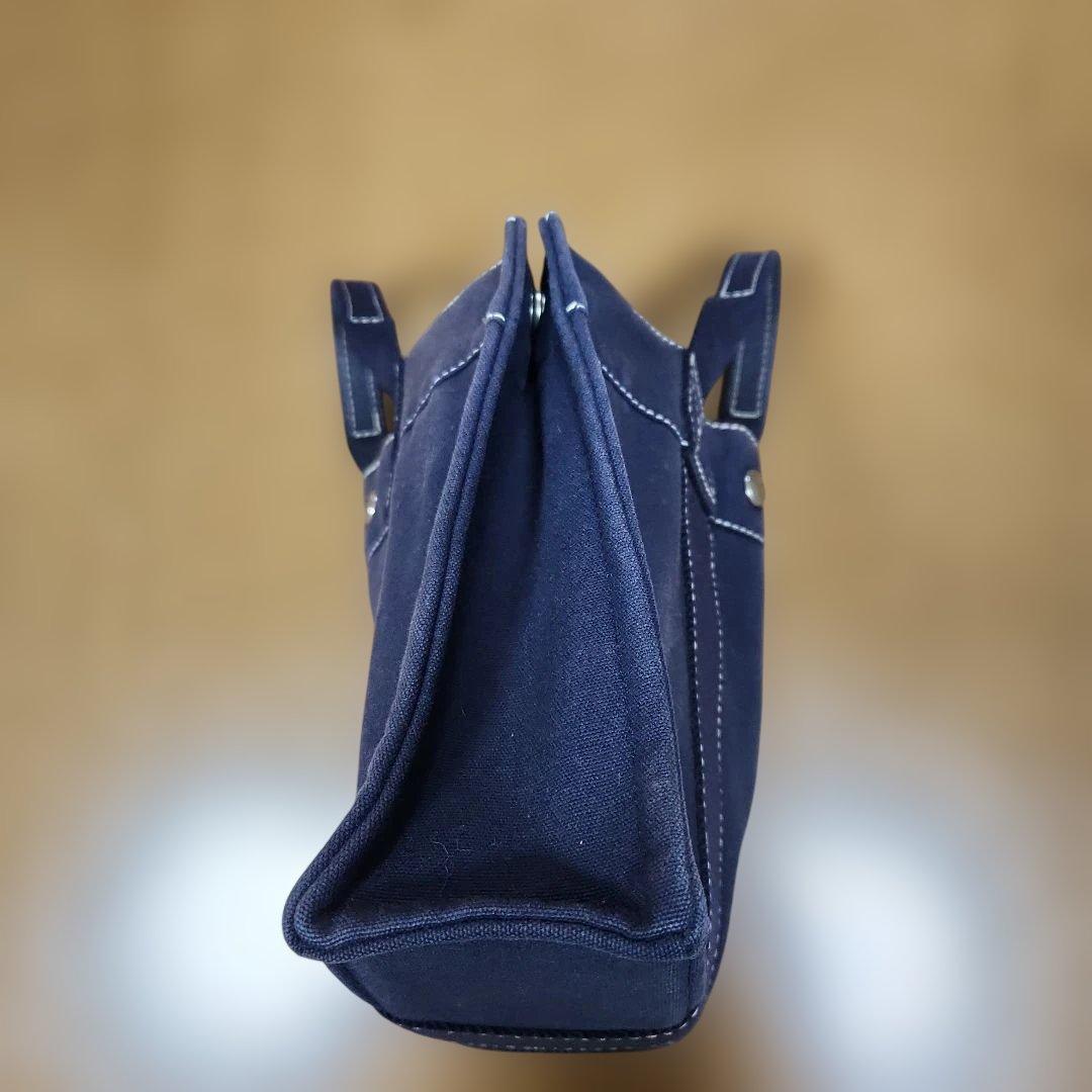 HERMES フールトゥキャンバスミニトートバッグ　ネイビー