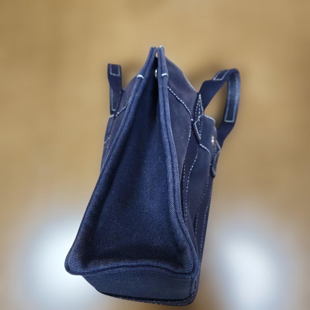 HERMES フールトゥキャンバスミニトートバッグ　ネイビー