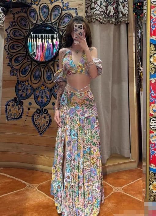 お得 美品 パーティー ダンス衣装 旅行 スカートセットM コスチューム