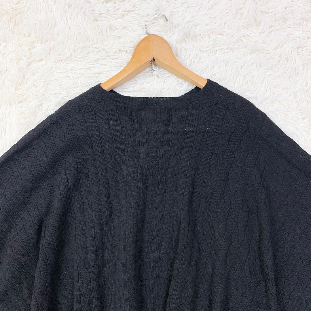【美品】現行　ポロラルフローレン　ウールカシミヤケーブルニットポンチョ　ブラック