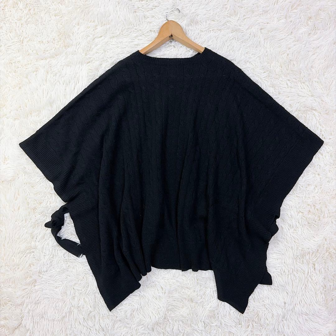 【美品】現行　ポロラルフローレン　ウールカシミヤケーブルニットポンチョ　ブラック