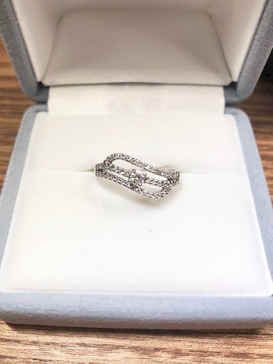 PT900 プラチナ天然ダイヤモンドリング 12号　合計0.34ct