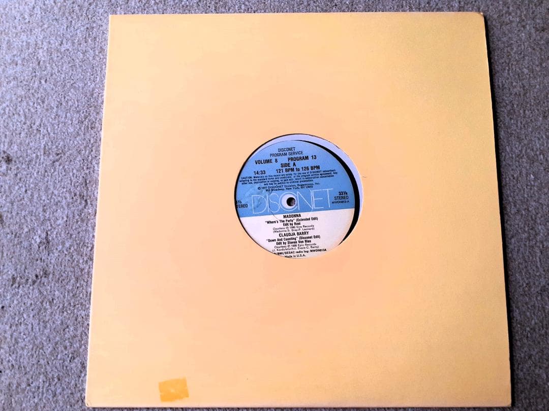 マドンナ　Where's The Party 　Disconet 12”