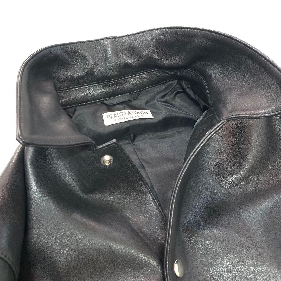 美品 BEAUTY&YOUTH セミベジタブル レザートラッカーJKT 羊革