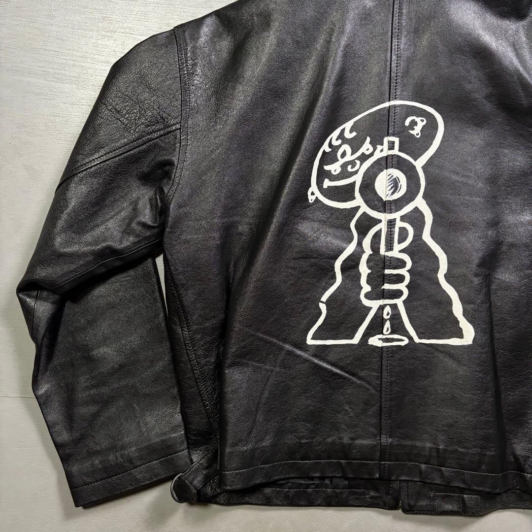 vintage レザージャケット　スイングトップ　ブルゾン　ハンドペイント　羊革