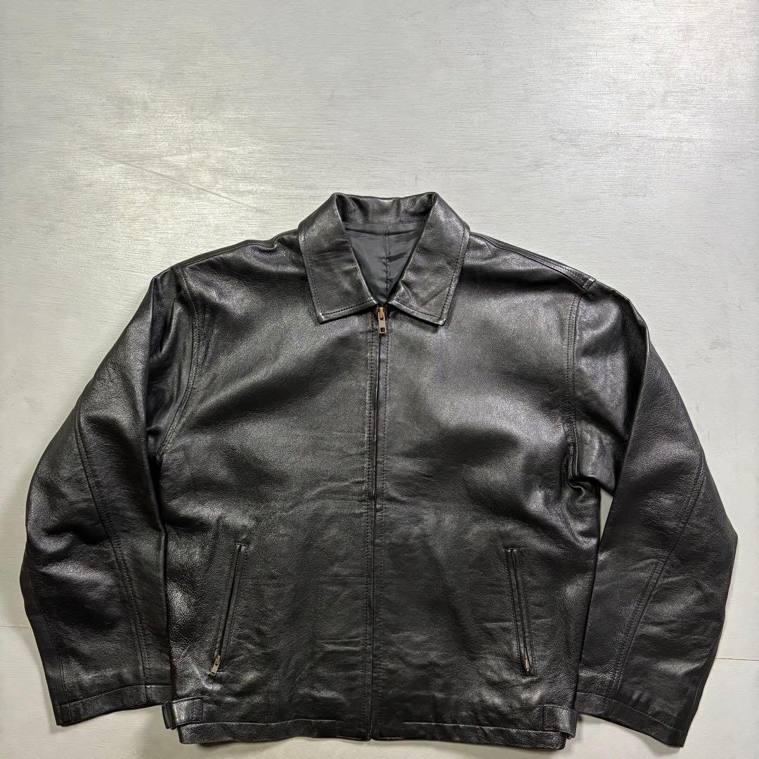 vintage レザージャケット　スイングトップ　ブルゾン　ハンドペイント　羊革