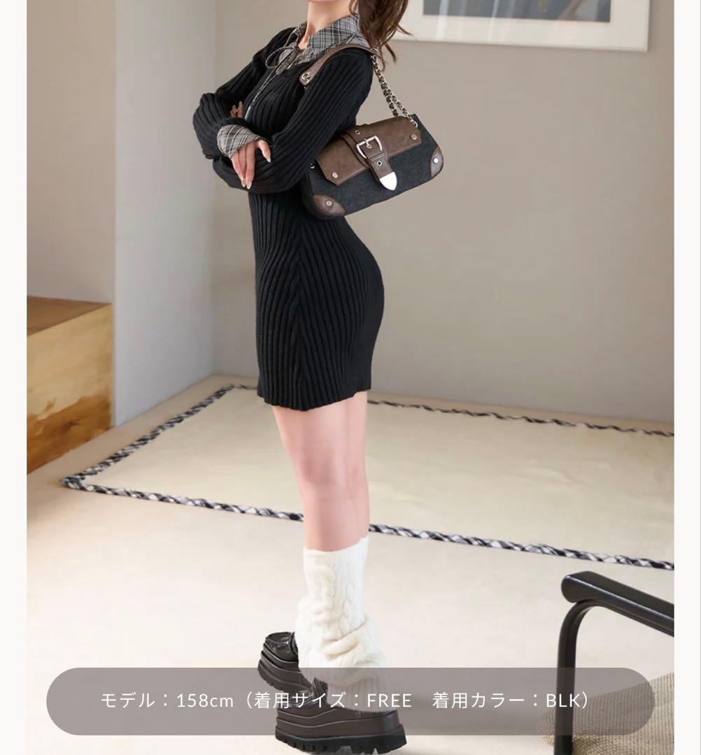 Darich レイヤードライクニットミニワンピース