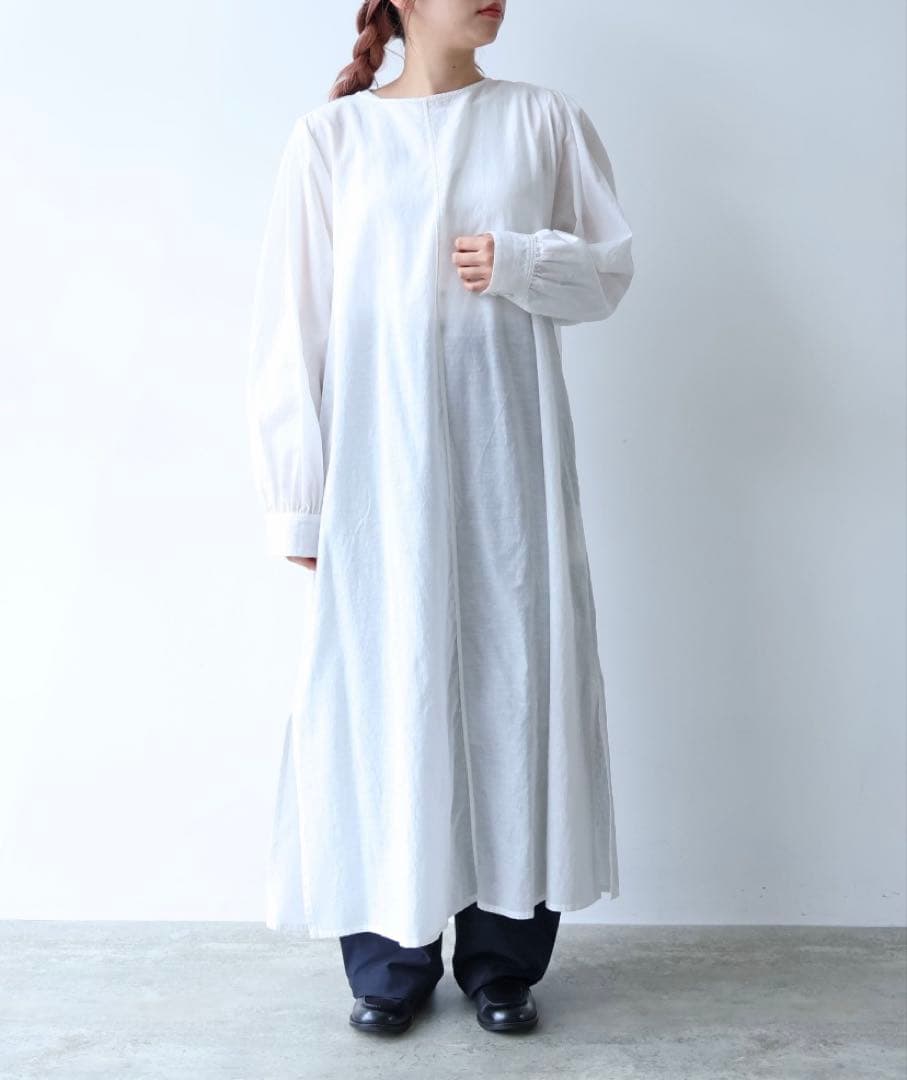 yuni recycled cotton tuck ワンピース ホワイト