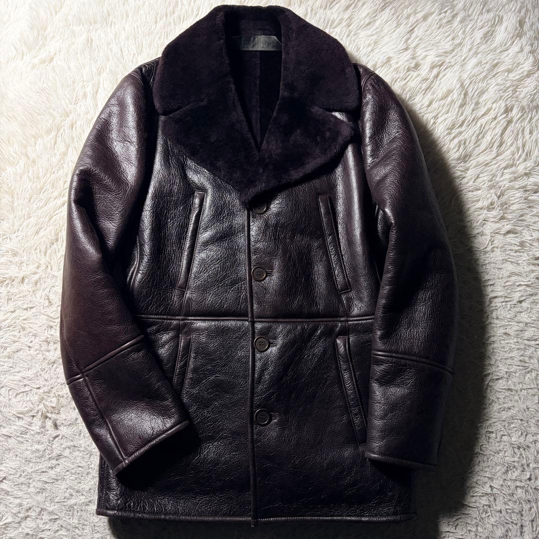 美品■FENDI ムートンコート　羊革　ブラウン　46