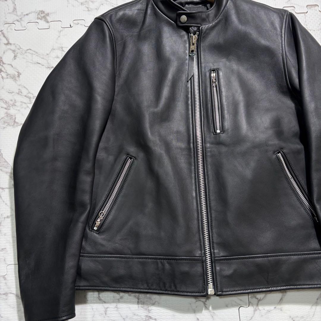 革の張り感✨schott シングルライダース 羊革 XLsize ブラック