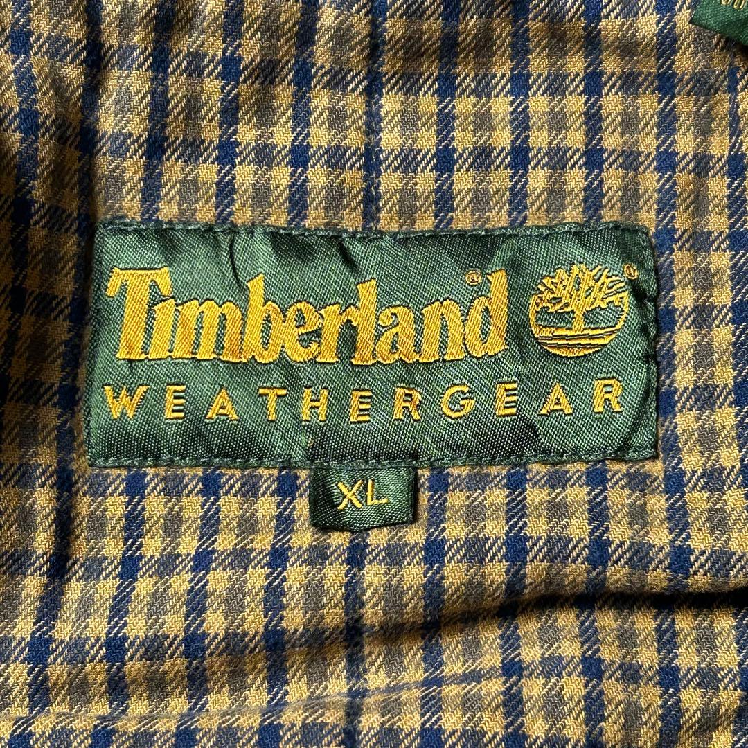 海斗Timberland ダックジャケット チェックライナー 襟レザー 本