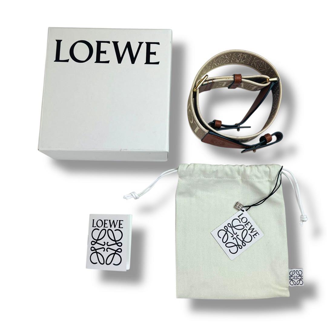 極美品 ロエベ LOEWE アナグラム ループ ストラップ ジャガード&カーフ