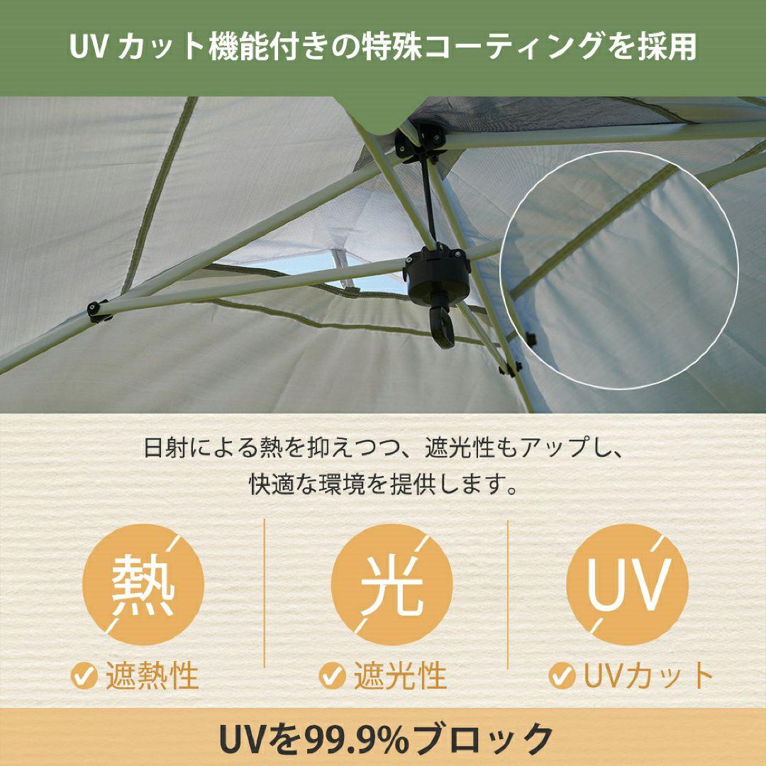 新品タープテント 3m×3m ワンタッチ 収納バッグ付き 3段階調節 グレー