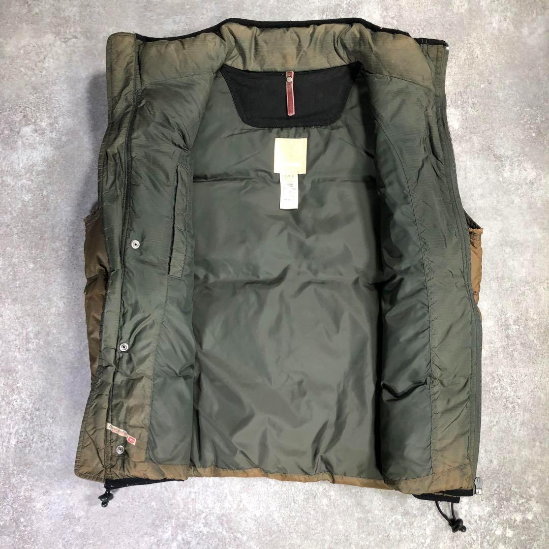 00s DIESEL アーカイブ　ダウンベスト【M】カーキ　ヴィンテージ加工