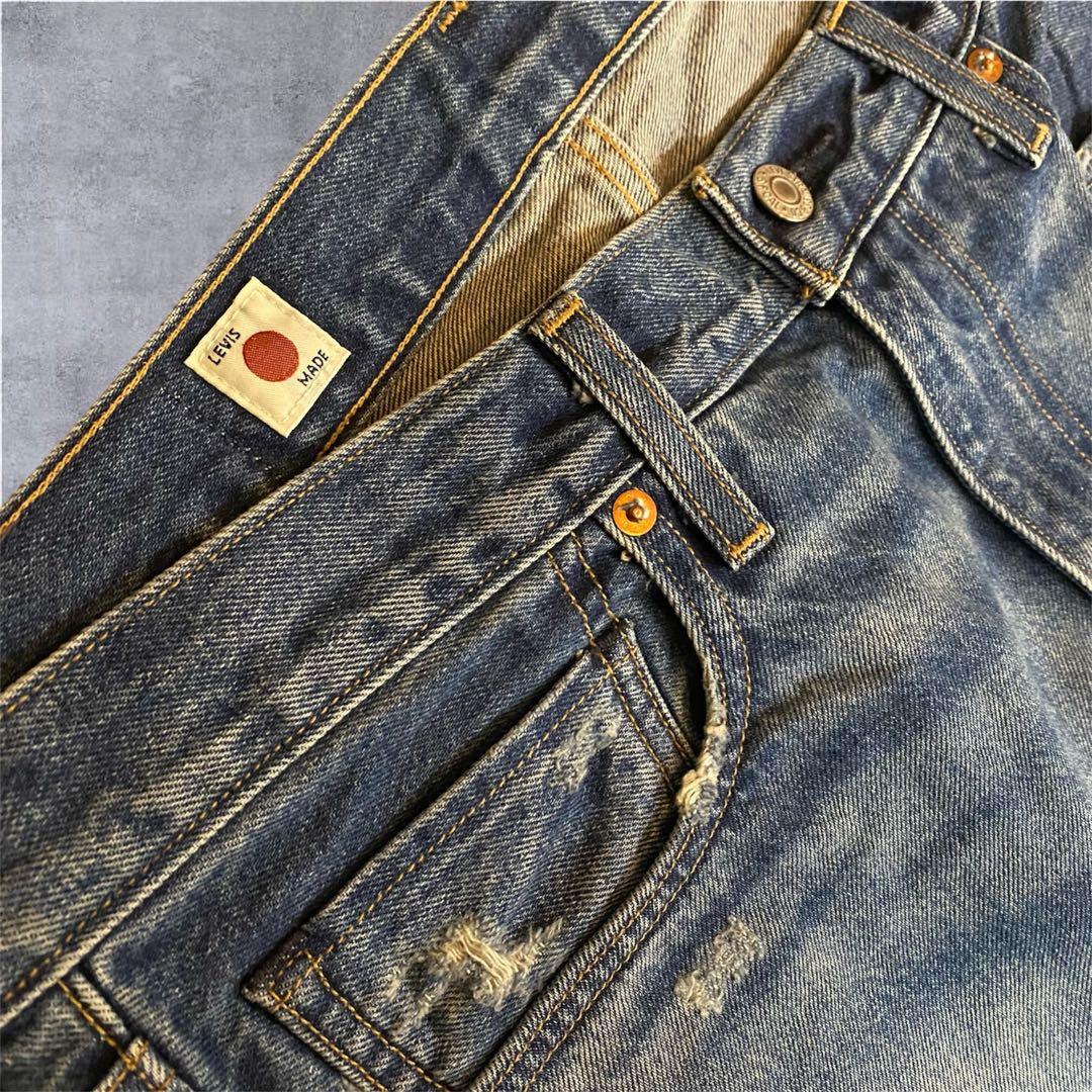 LEVI'S 505 刺繍 made in Japan ダメージ リペア 加工