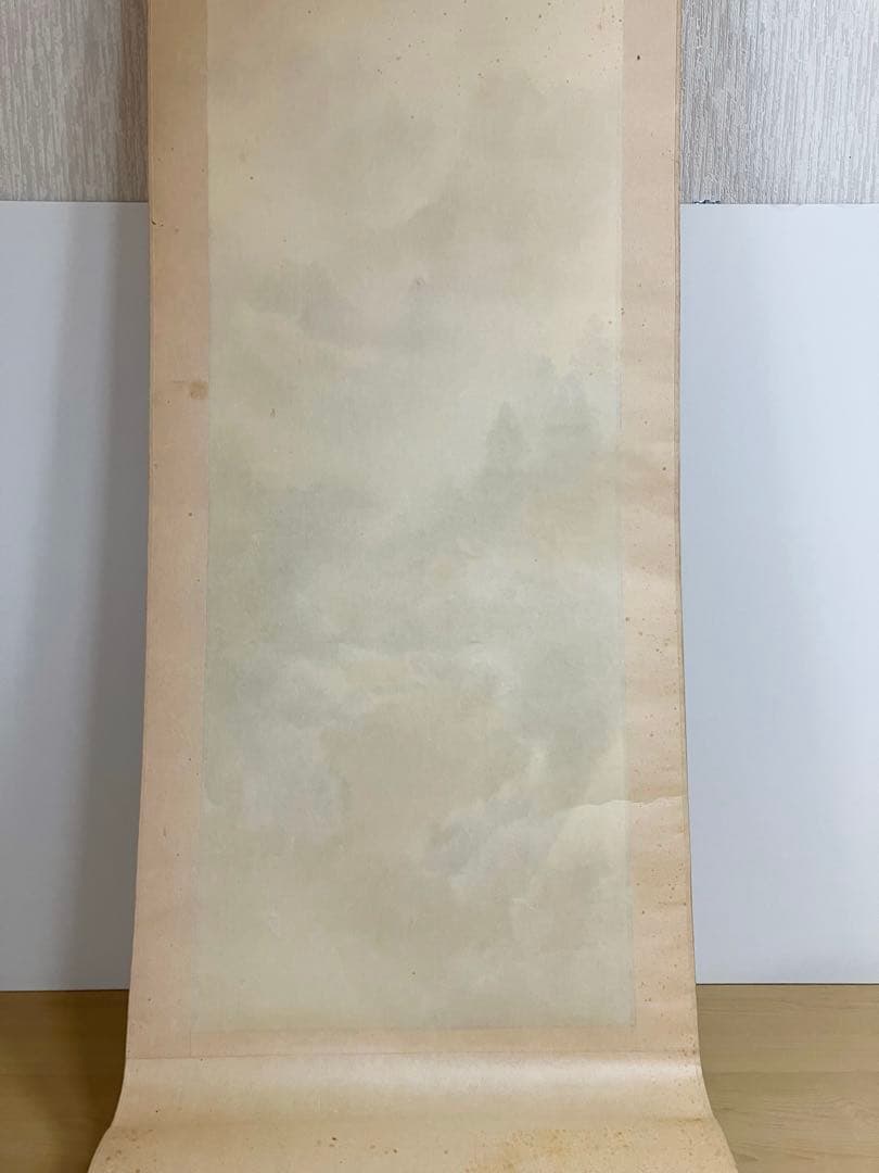 武山　掛軸 古美術 掛け軸 彩色山水 風景画 山岳 河川