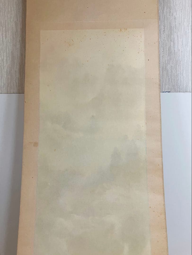 武山　掛軸 古美術 掛け軸 彩色山水 風景画 山岳 河川