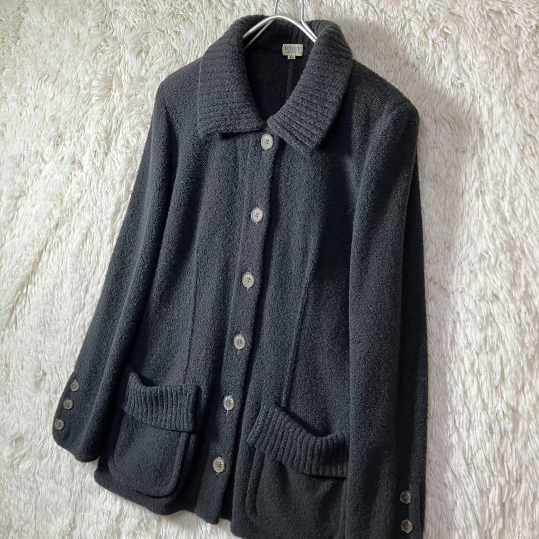 美品 FOXEY フォクシー ウールジャケット ロゴボタン 日本製 グレー L