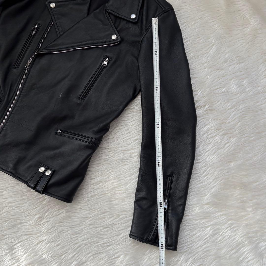 【美品】ダブルライダースジャケット LHP ラムレザー ブラック Lサイズ 本革