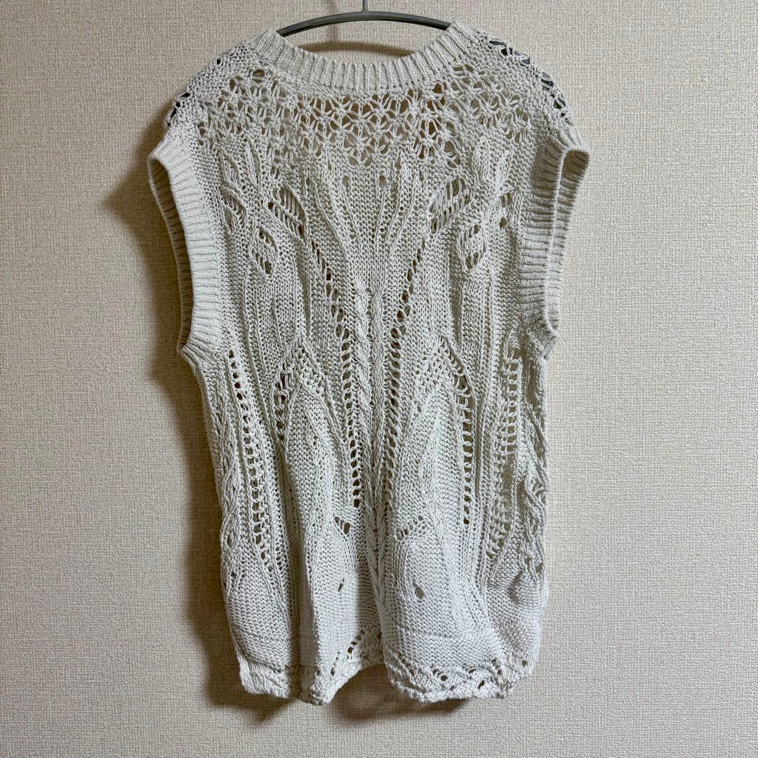 トップス Curtain Lace Pattern Knitted V Neck Vest